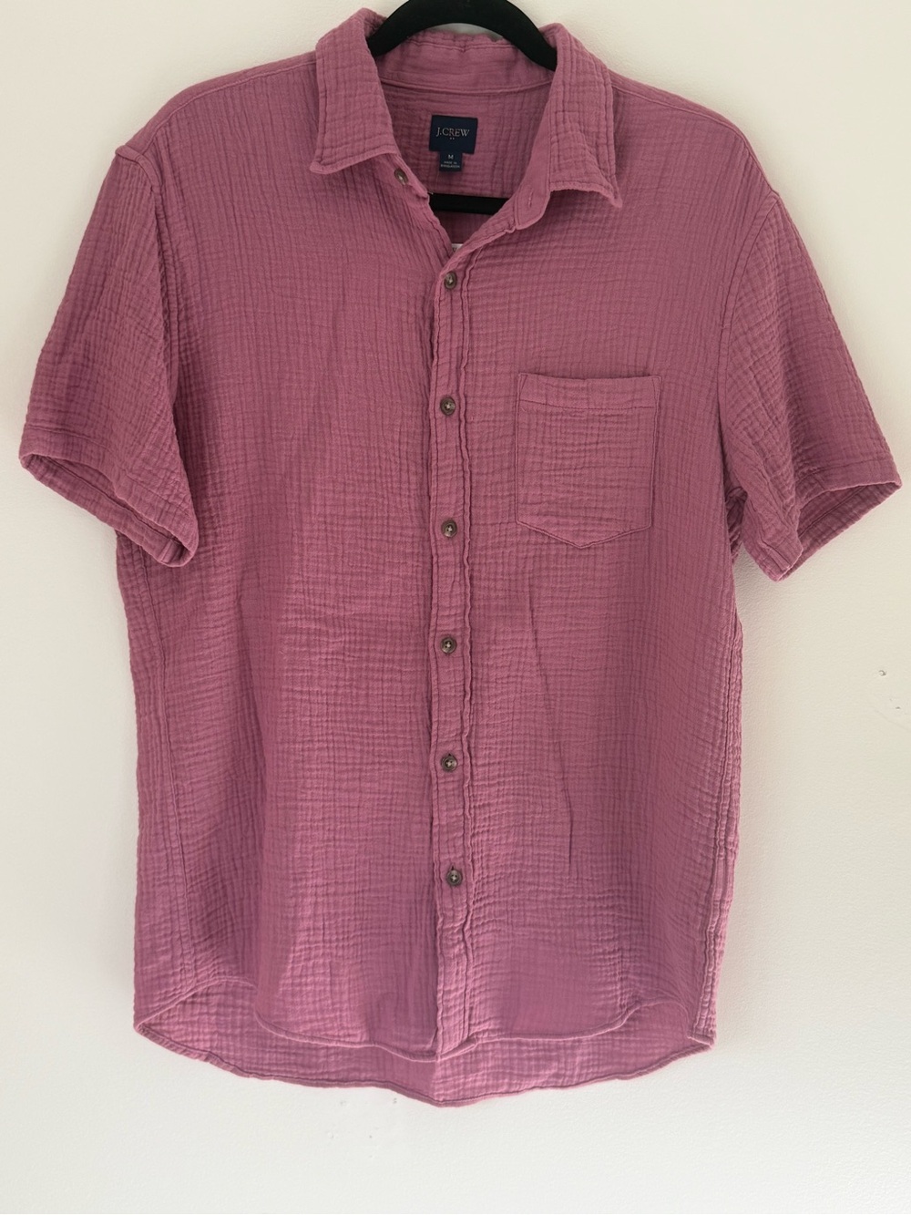 J. Crew Short-Sleeve Button-Down Shirt in Mauve